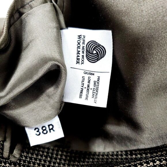 Austin Reed Heavy Textured Wool 2 Button Sport Coat 38R Black Tan Check - Picture 8 of 11